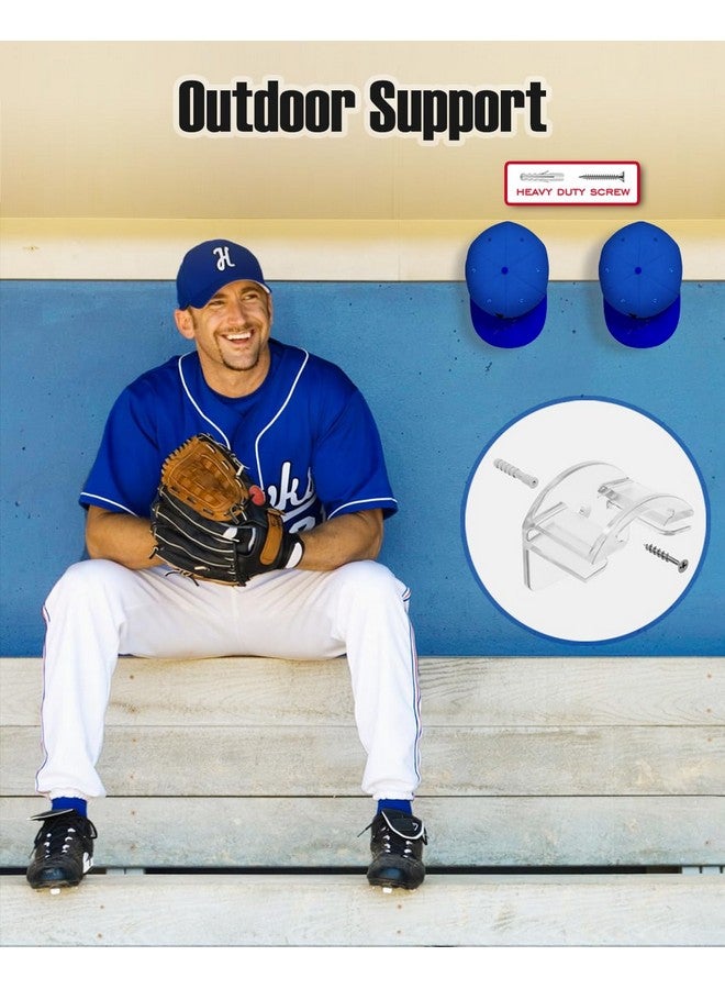 MSKEI MSKEI Hat Hooks for Wall - 2 Different Ways Hat Racks & Display Baseball Caps, Adhesive Hat Wall Hanger, Hat Organizer Holder (Transparent, 12 Pack)  - Image 4