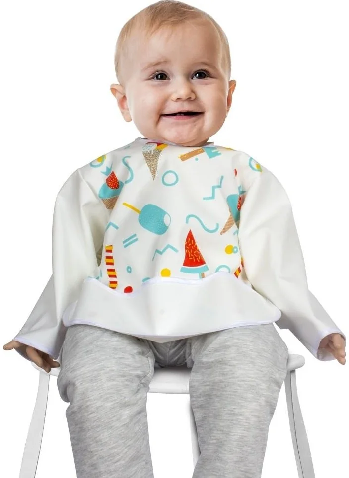 Sevi Bebe Baby Bib with Sleeves Art-53 Ice Cream