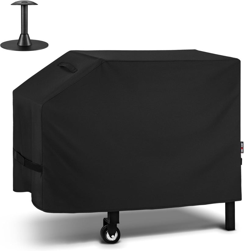Unicook 28 inch Griddle Cover, Compatible for Blackstone, Nexgrill Griddle, Flat Top Grill Cover with Sealed Seam, Heavy Duty Waterproof Cooking Station Gas Grill Cover, Includes Support Pole, Black - Image 1