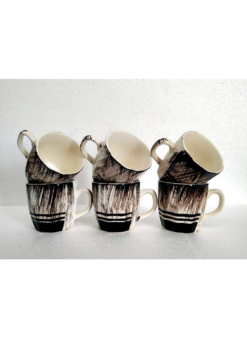 MOODY PANDA MOODY PANDA Set of 6 Cups Cup Set Ceramic 150 ml Colorful Cups Tea Cups Vibrant Cups Cups Set of 6 Choco Scribble  - Image 2