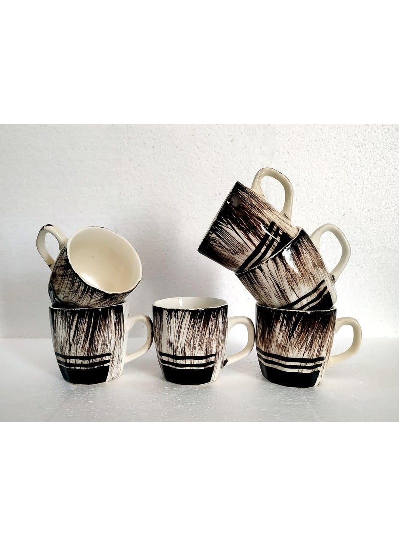 MOODY PANDA MOODY PANDA Set of 6 Cups Cup Set Ceramic 150 ml Colorful Cups Tea Cups Vibrant Cups Cups Set of 6 Choco Scribble  - Image 3