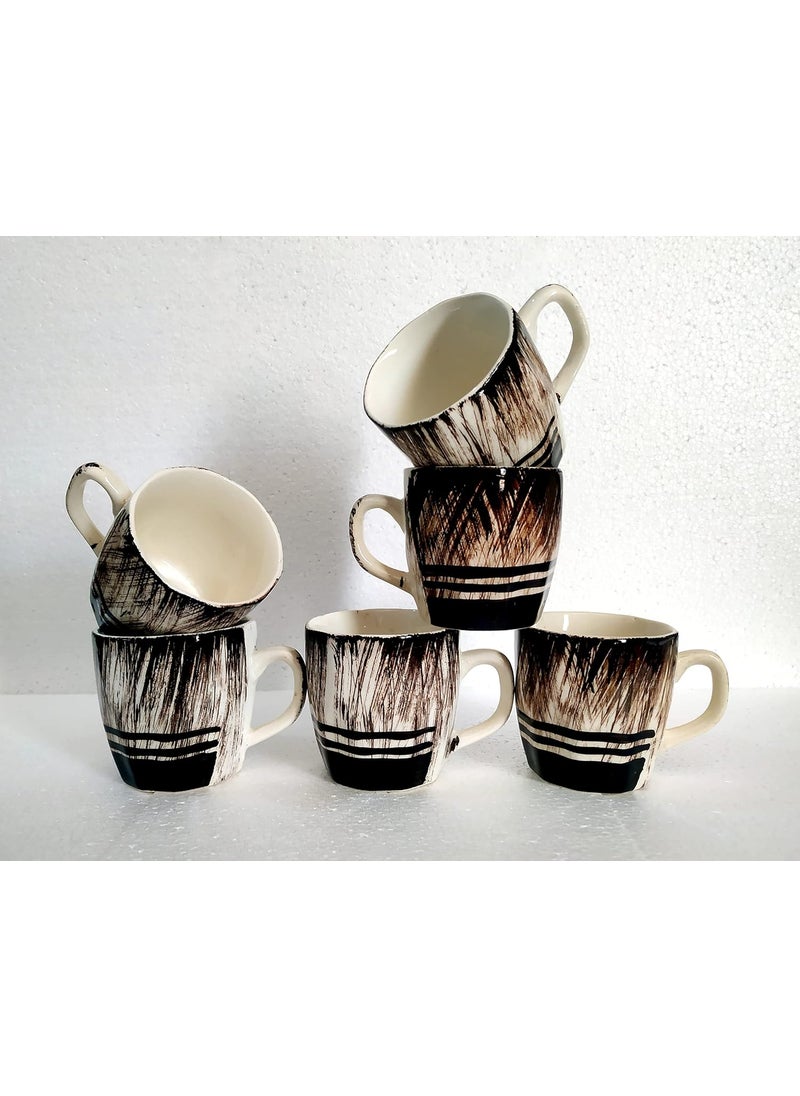 MOODY PANDA MOODY PANDA Set of 6 Cups Cup Set Ceramic 150 ml Colorful Cups Tea Cups Vibrant Cups Cups Set of 6 Choco Scribble  - Image 1