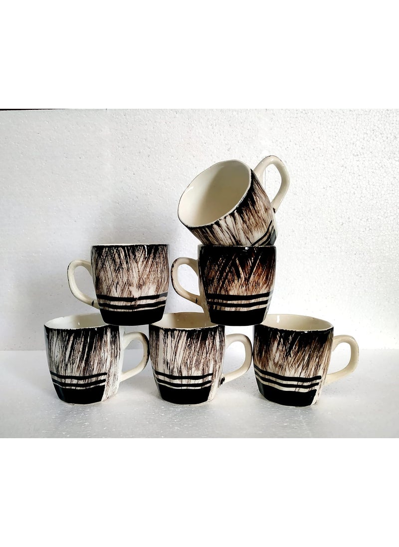MOODY PANDA MOODY PANDA Set of 6 Cups Cup Set Ceramic 150 ml Colorful Cups Tea Cups Vibrant Cups Cups Set of 6 Choco Scribble  - Image 5