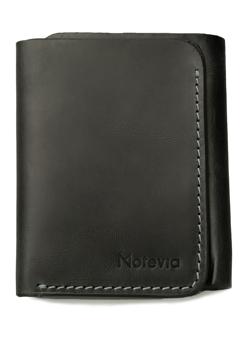 Motevia Motevia  Genuine Leather Wallet Purse Pouch Card Money Holder Mens Genuine Leather with 5 Inner Pockets (Black)  - Image 1
