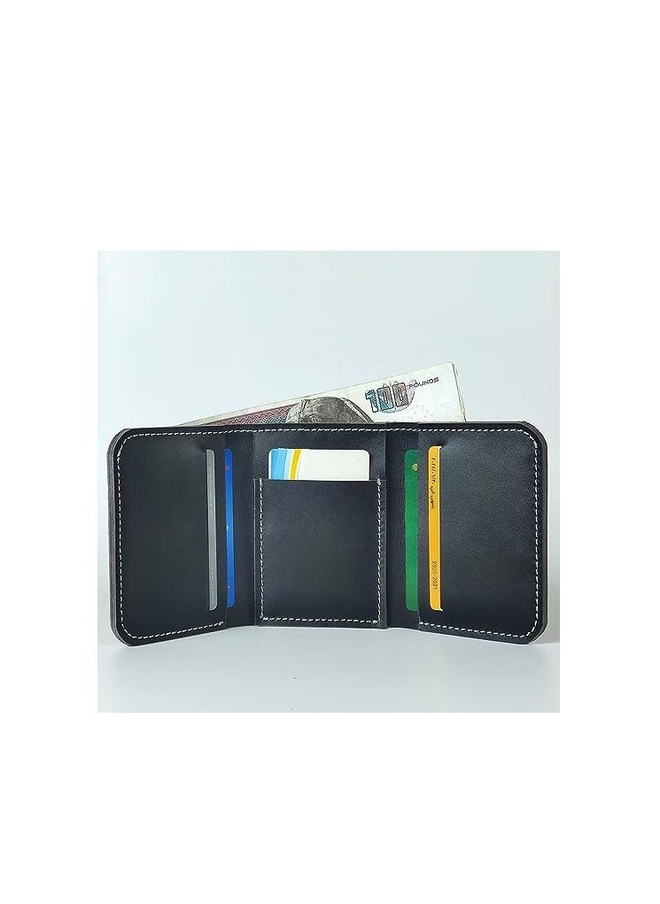 Motevia Motevia  Genuine Leather Wallet Purse Pouch Card Money Holder Mens Genuine Leather with 5 Inner Pockets (Black)  - Image 2