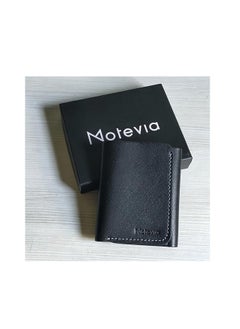 Motevia Motevia  Genuine Leather Wallet Purse Pouch Card Money Holder Mens Genuine Leather with 5 Inner Pockets (Black)  - Image 5