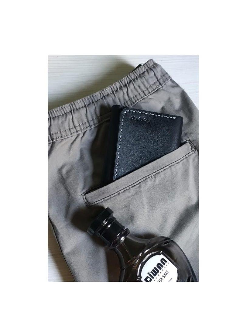 Motevia Motevia  Genuine Leather Wallet Purse Pouch Card Money Holder Mens Genuine Leather with 5 Inner Pockets (Black)  - Image 3