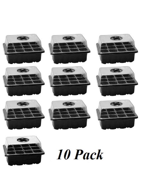 10 Pack Seed Starter Tray Seedling Starter Kits, Plant Starter Kit with Humidity Domes and Base Indoor Greenhouse Mini Propagator Station for Seeds Growing Starting (12 Cells per Tray)