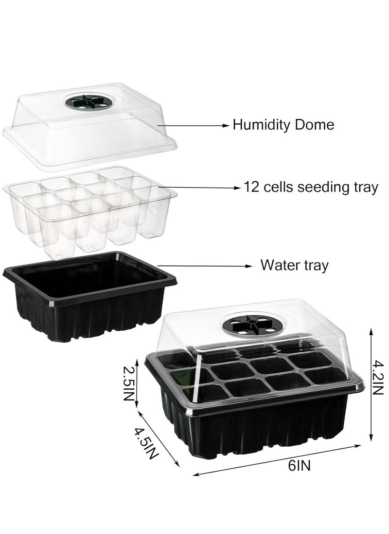 Gerenic - 10 Pack Seed Starter Tray Seedling Starter Kits, Plant Starter Kit with Humidity Domes and Base Indoor Greenhouse Mini Propagator Station for Seeds Growing Starting (12 Cells per Tray) - Image 1