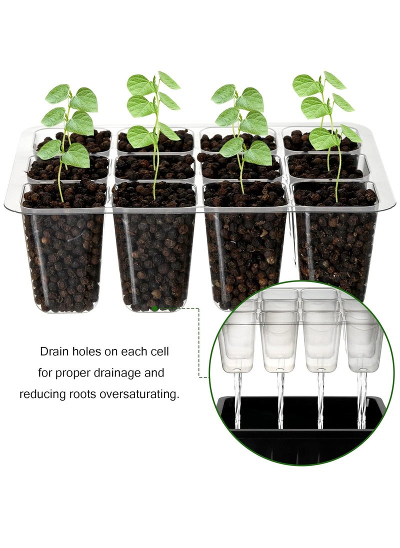Gerenic - 10 Pack Seed Starter Tray Seedling Starter Kits, Plant Starter Kit with Humidity Domes and Base Indoor Greenhouse Mini Propagator Station for Seeds Growing Starting (12 Cells per Tray) - Image 1