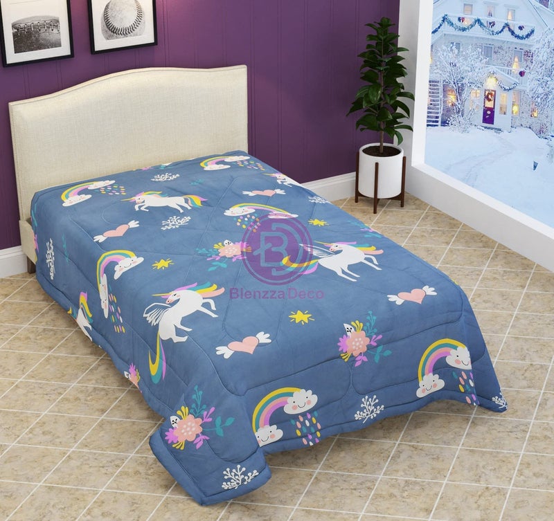 Blenzza Deco™ Glace Cotton Single Bed Reversible Babies & Kids Comforter/Dohar/Quilt, 200 GSM (60x90 Inches) (Unicorn Horse) - Image 1