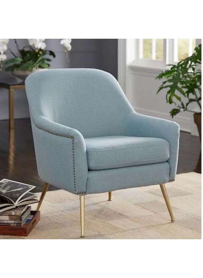 Al Home Tiffany Blue Linen Coastal Chair with Swedish Wood By Alhome 80x85 cm 