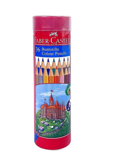 Faber Castell Classic Colour Pencils 36 Colour In A Round Metal Tin, Multicolor