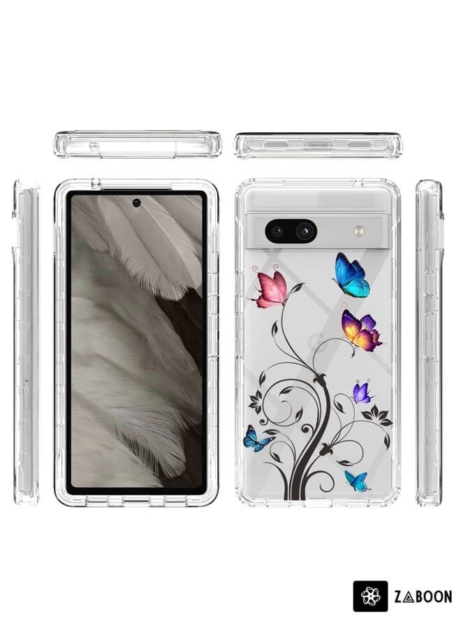 Green Tiger - For Google Pixel 7a Transparent Painted Phone Case(Tree Butterflies) - Image 1