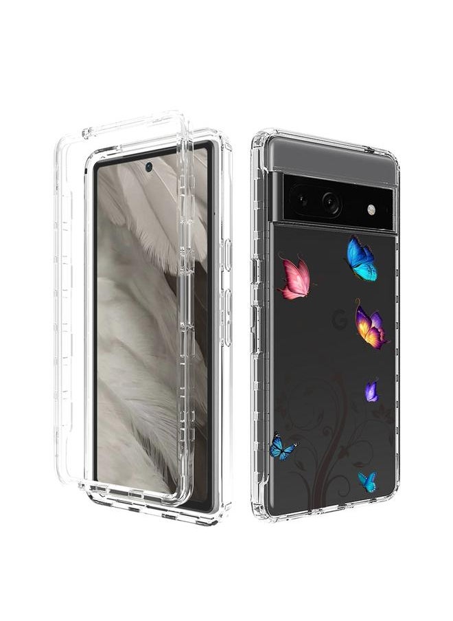 Green Tiger - For Google Pixel 7a Transparent Painted Phone Case(Tree Butterflies) - Image 1