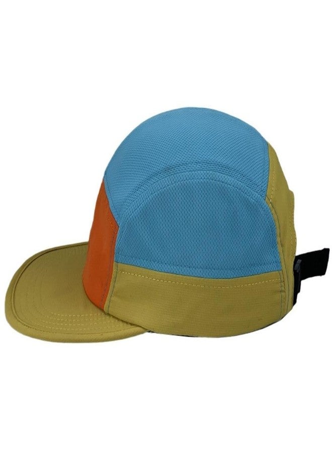 FASHIXD 5 Panel Hats for Men Baseball Cap Outdoor Sports Running Cap (US, Alpha, One Size, Orange/Light Blue) - Image 2