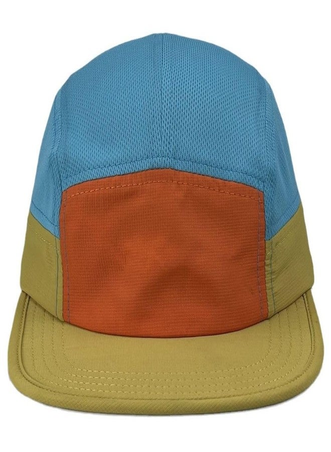 FASHIXD 5 Panel Hats for Men Baseball Cap Outdoor Sports Running Cap (US, Alpha, One Size, Orange/Light Blue) - Image 1