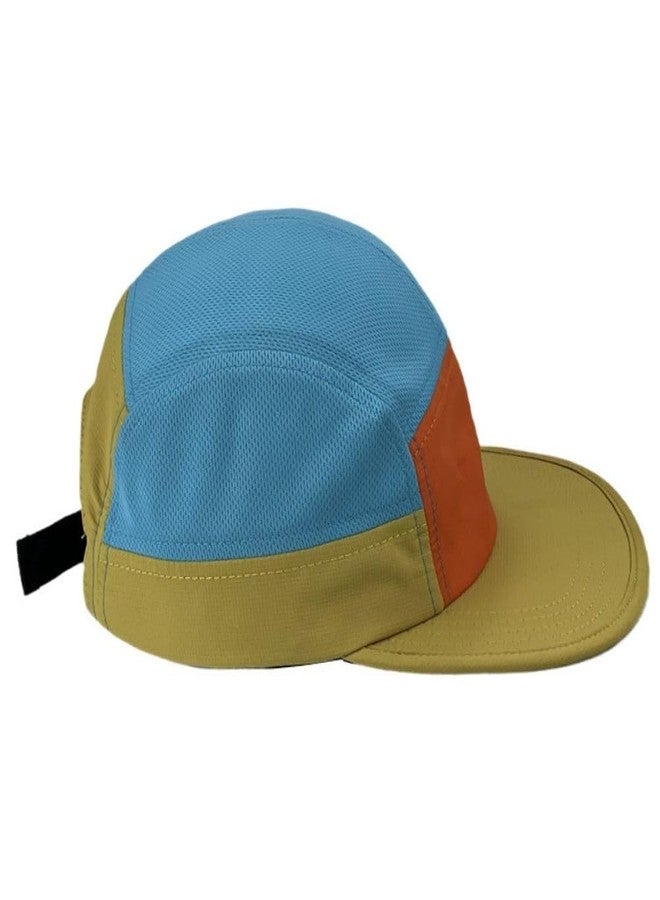 FASHIXD 5 Panel Hats for Men Baseball Cap Outdoor Sports Running Cap (US, Alpha, One Size, Orange/Light Blue) - Image 3