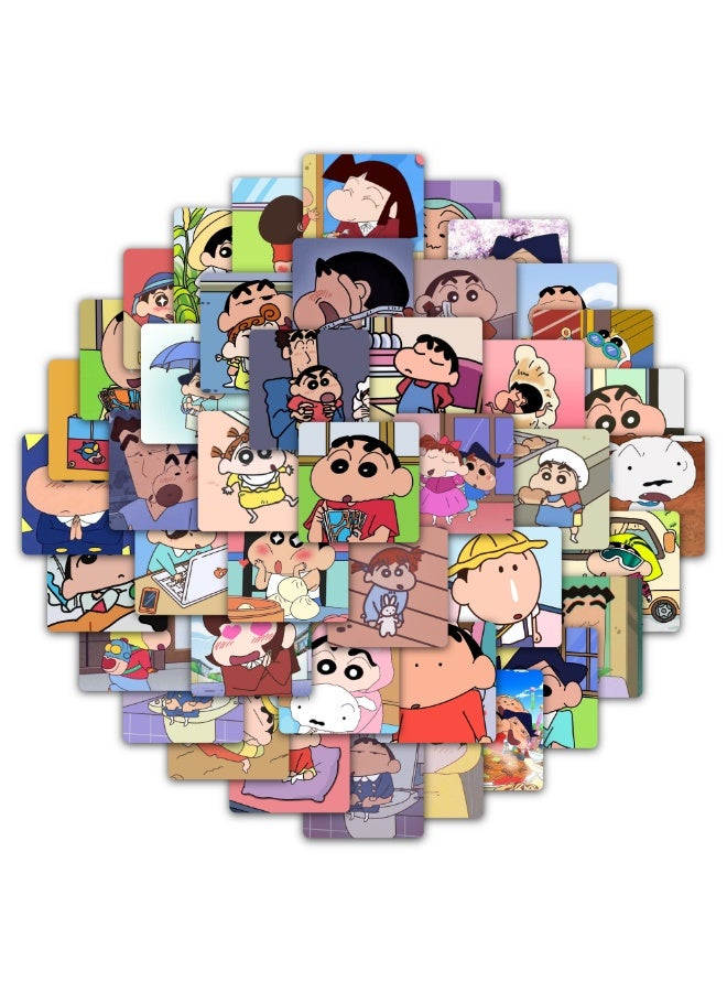 NIBEMINENT 59 Pcs Funny Crayon Shin Deco Kit Waterproof Stickers, High Definition Printing Bright Colors, Suitable for Laptop Skateboard Luggage Water Bottle Guitar DIY - Image 1