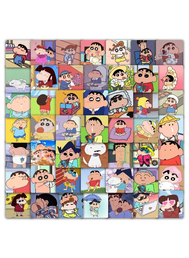 NIBEMINENT 59 Pcs Funny Crayon Shin Deco Kit Waterproof Stickers, High Definition Printing Bright Colors, Suitable for Laptop Skateboard Luggage Water Bottle Guitar DIY - Image 2