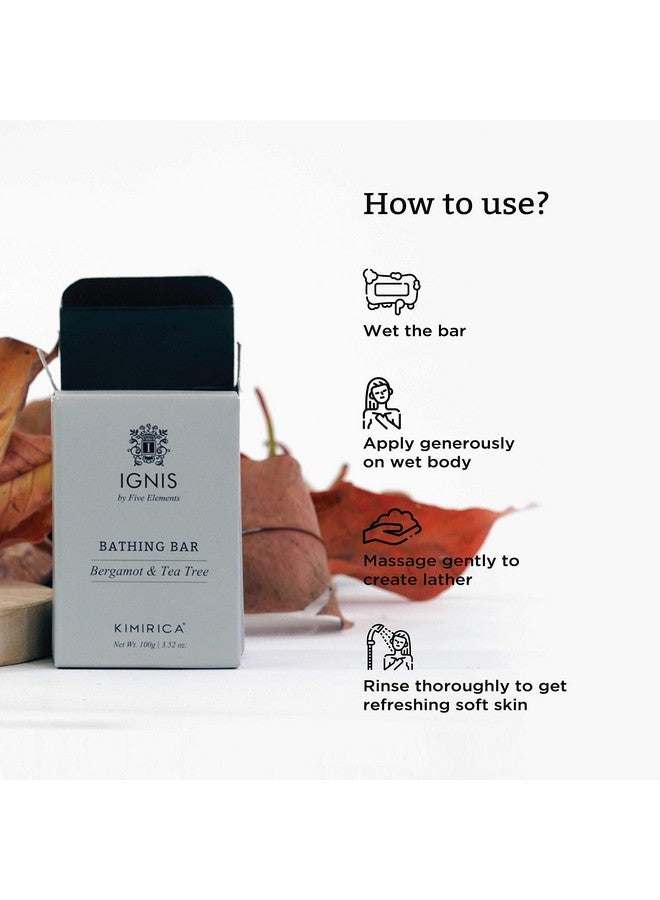 Kimirica Ignis Bergamot and Tea Tree Handmade Bathing Soap Bar For Men, 100% Vegan & Paraben Free, Pack of 4 (4 x 100g Each) - Image 4