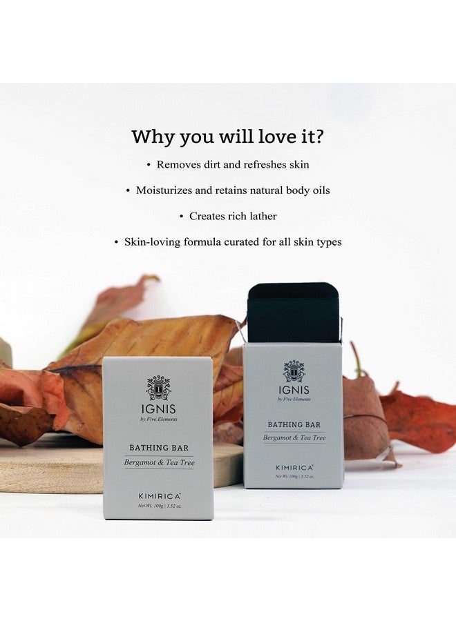 Kimirica Ignis Bergamot and Tea Tree Handmade Bathing Soap Bar For Men, 100% Vegan & Paraben Free, Pack of 4 (4 x 100g Each) - Image 2