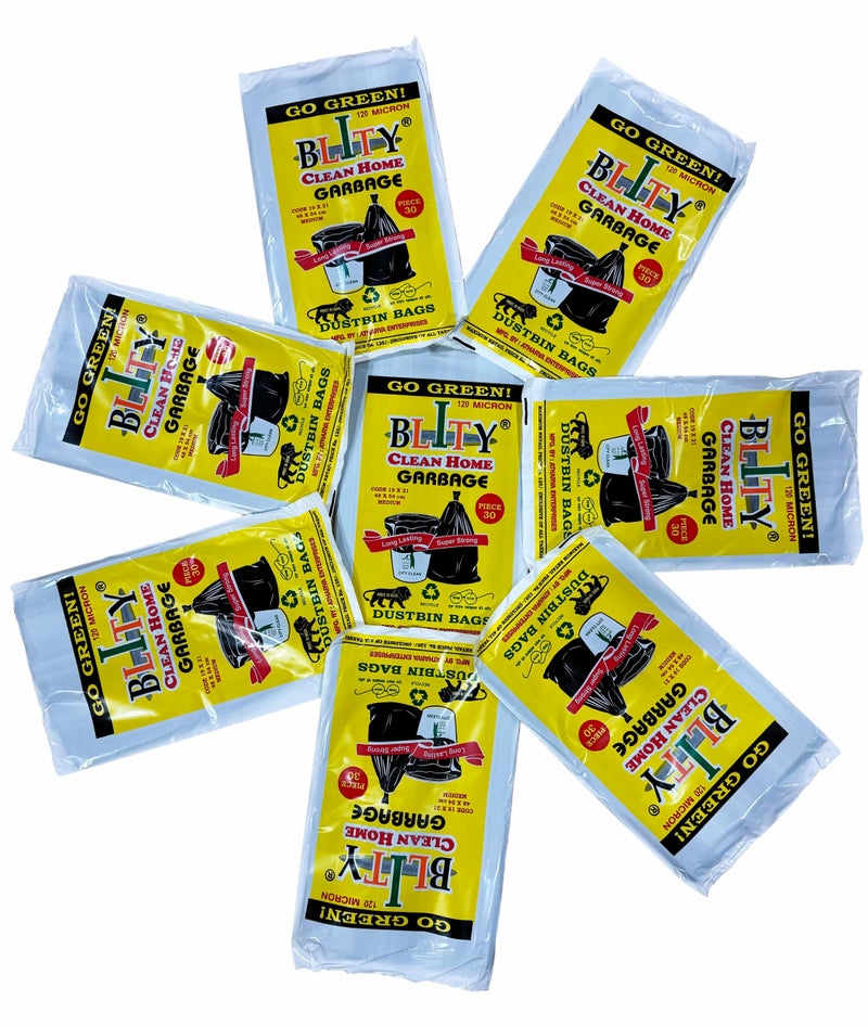 BLITY Plastic Garbage Bags | Dustbin Bags Medium Size | Black | 19 X 21 Inch | 8 Packs Of 30 Pcs | Total 240 Pcs Garbage Bags Medium Size, 240 Count - Image 2