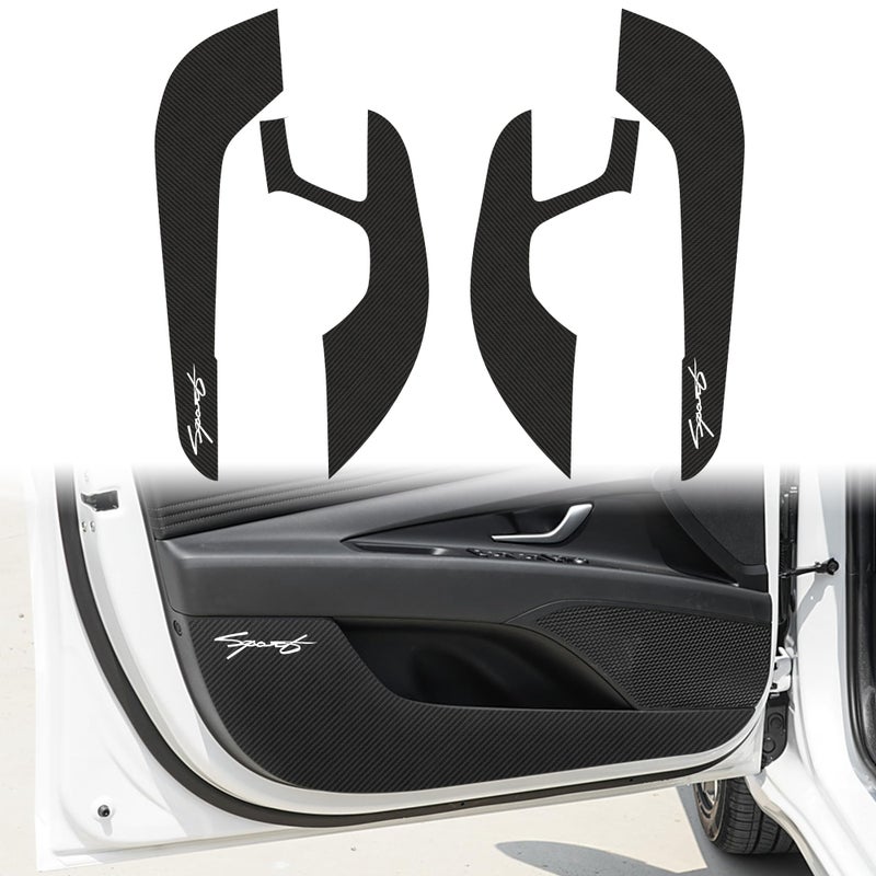 تومال 4 قطع ملصقات حماية أبواب السيارة ضد الخدوش متوافقة مع هيونداي الجيل السابع إيلانtra 2020-2024 حراس حماية ضد الخدوش فيلم تعديل داخلي ملصقات زينة ألياف الكربون