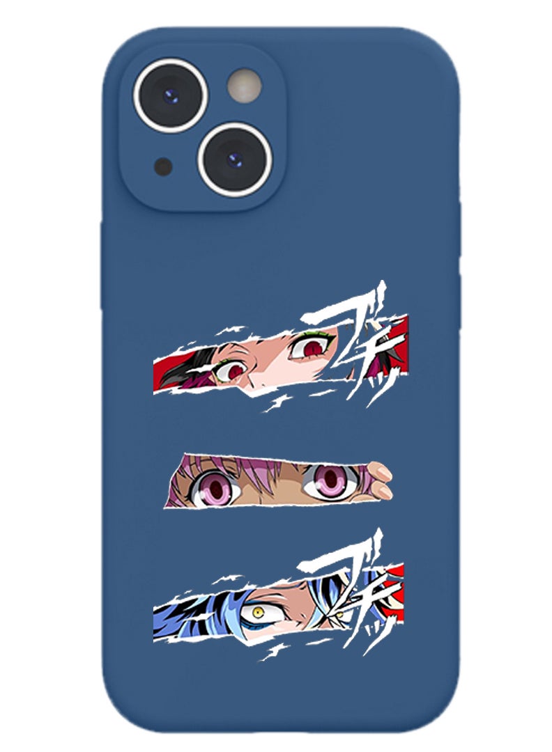 Theodor Protective Slim Fit Case Liquid Silicone Cover with Full Body Protection Anti-Scratch Shockproof Case For iPhone 14 Blue  - Anime Naruto 2 - Image 1