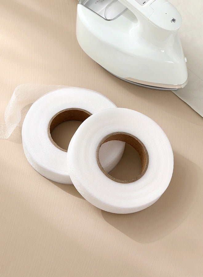 Fasola 2-Roll Double Sticky Iron-On Fabric Tape Iron-On Fabric Tape Duty Fusible Adhesive Hemming Strip to Repair Curtains Clothes Pants Pillow Case  - Image 1