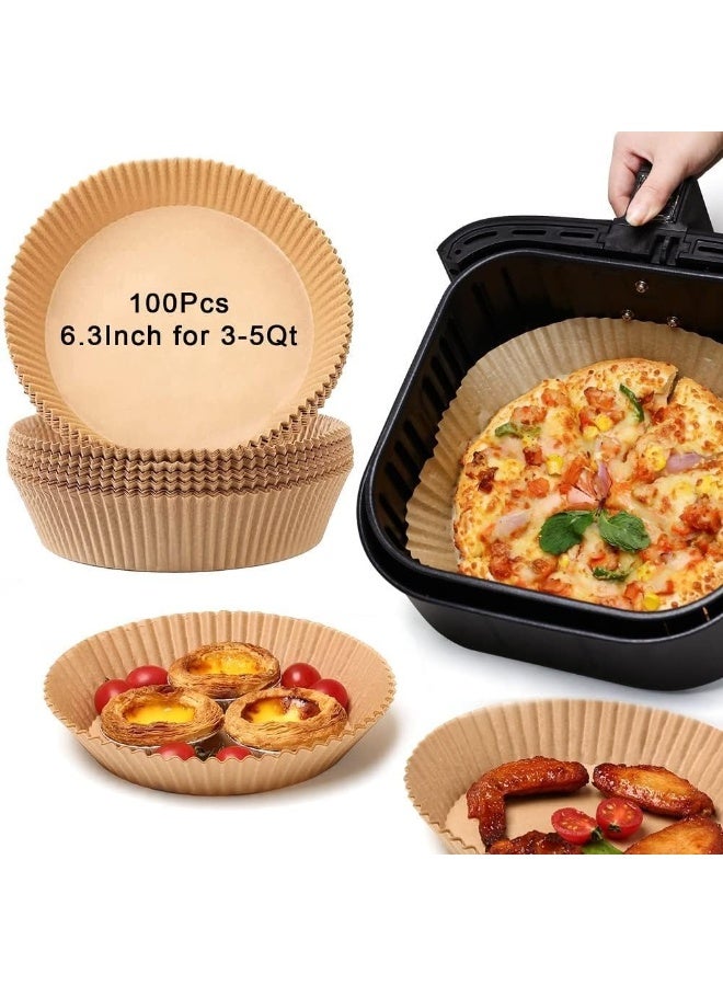 Non-Stick Disposable Air Fryer Paper Liners 20CM – Oil Resistant Parchment Paper for Baking, Roasting & Microwave – 100PCS - Image 1