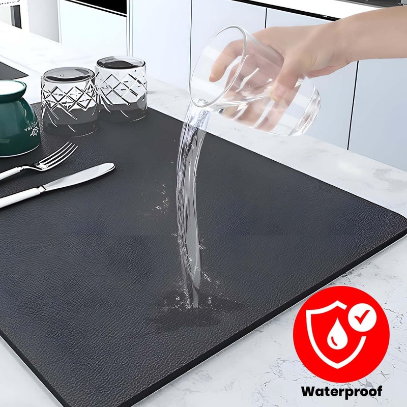 JUPITER ESSENTIALS DripShield Dish Drying Mat Super Absorbent QuickDry Kitchen Mat with NonSlip Rubber Backing Durable Stylish Placemat for Dishes Glassware Countertops for Kitchen 1 - Image 2
