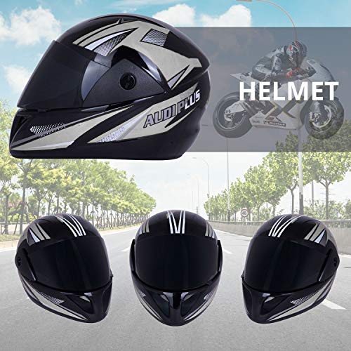 Sage Square Plus Full Face Graphic Helmet | ISI Certified | Tinted Visor | High Standard Safety | Enhanced Design | Extra Comfort (Large, Black Glossy (Silver)) - Image 3