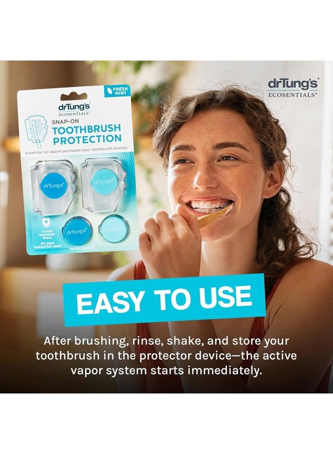 drTung's Dr. Tung's Snap-On Toothbrush Cover Caps 2 Count - Toothbrush Head Cover, Travel Case, 60 Days Protection Each, Comes with 4 Deodorizing Discs - Assorted Colors - Image 2