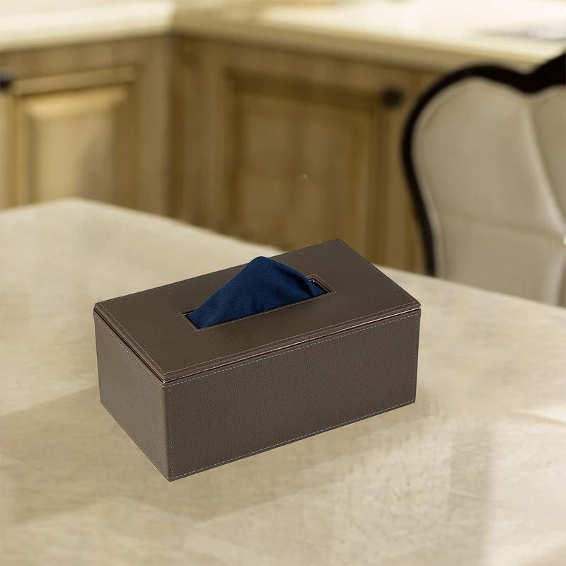 Azyeea Leather Tissue Box Holder Paper Napkin Holder Tissue Dispenser Organizer for Car Home Hotel Dinning Table EcoFriendly Refillable Handcrafted 100 Pulls 2ply Brown - Image 2