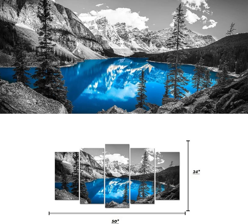 Kalormore 5-Piece Moraine Lake Canvas Wall Art - Image 3