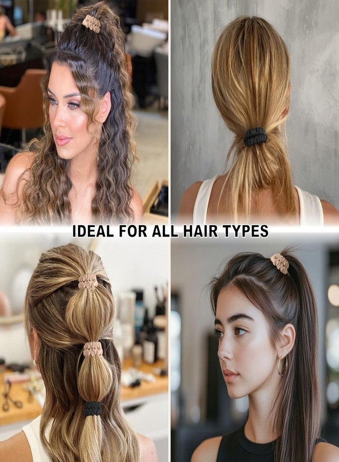 ZHENSILK 8Pcs Silk Scrunchies Hair Ties for Women & Girls, Mulberry Silk Scrunchies No-Damage Thin Satin Ponytail Holders for Hair Care - Image 5