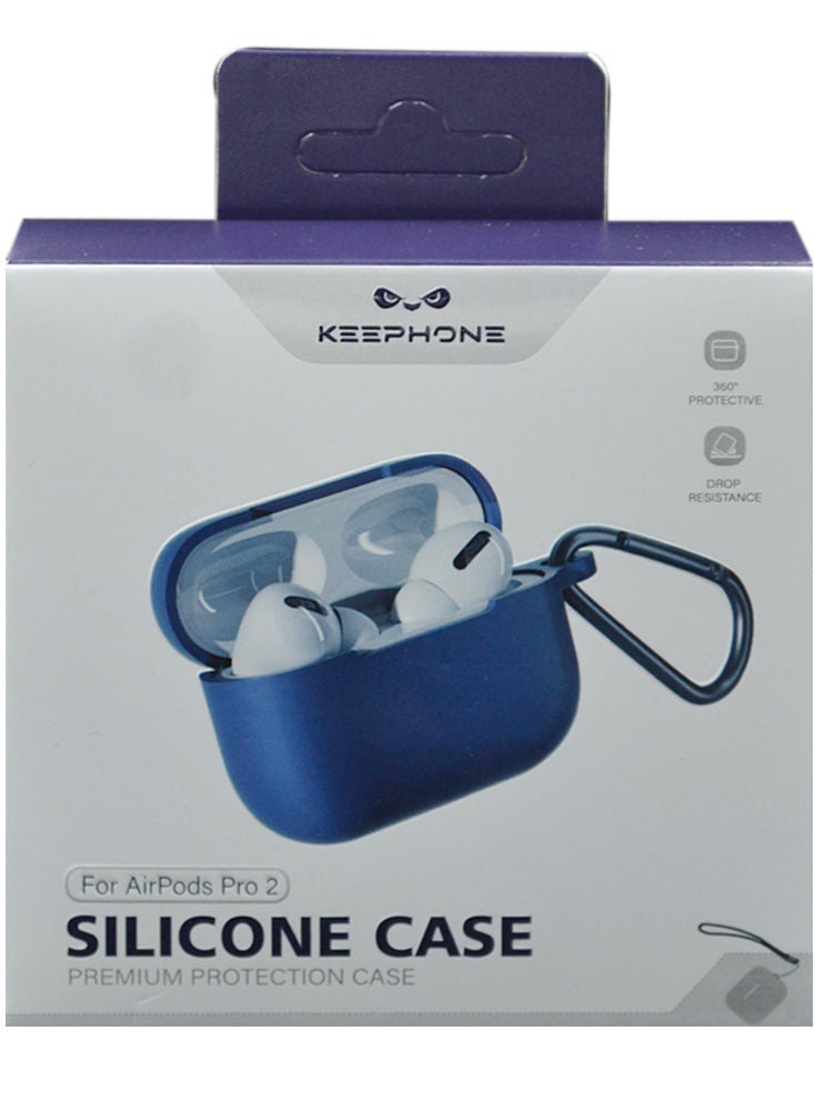 KeepHone حافظة سيليكون زرقاء لسماعات كي فون إيربودز برو 2 - Image 1