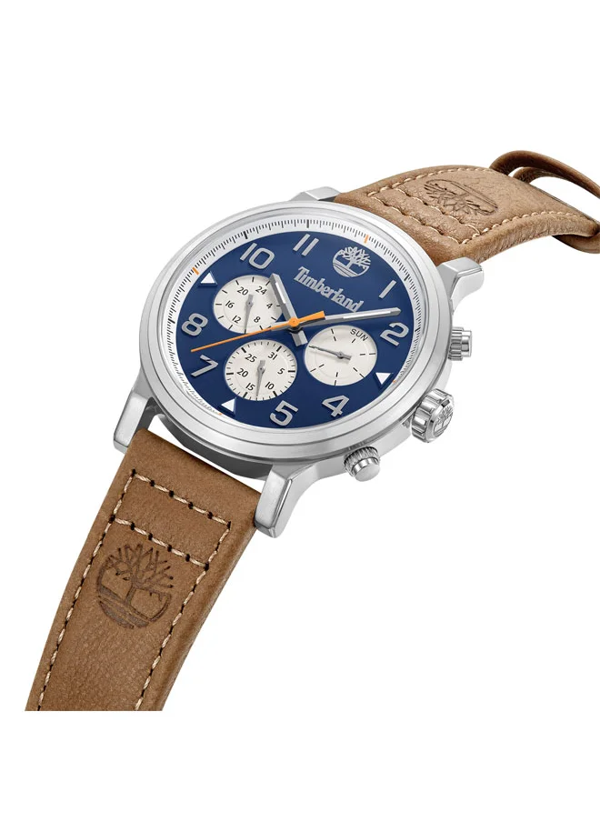 Timberland Pancher 46 mm Men's Multifunction Watch Navy  Dial  & Brown Leather Strap