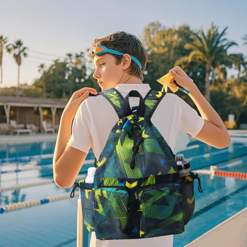 RHCPFOVR Mesh Swim Bags for Swimmers Drawstring Backpack for Women Men Teen Swim Team Gear Swimming Beach Gym Bag Sports Pool - Image 3