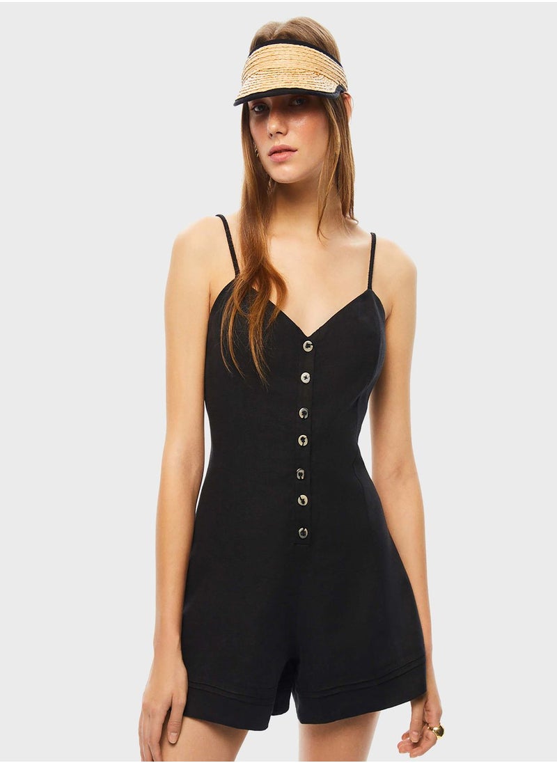 Nocturne Button Detail Strappy Playsuit  - Image 2
