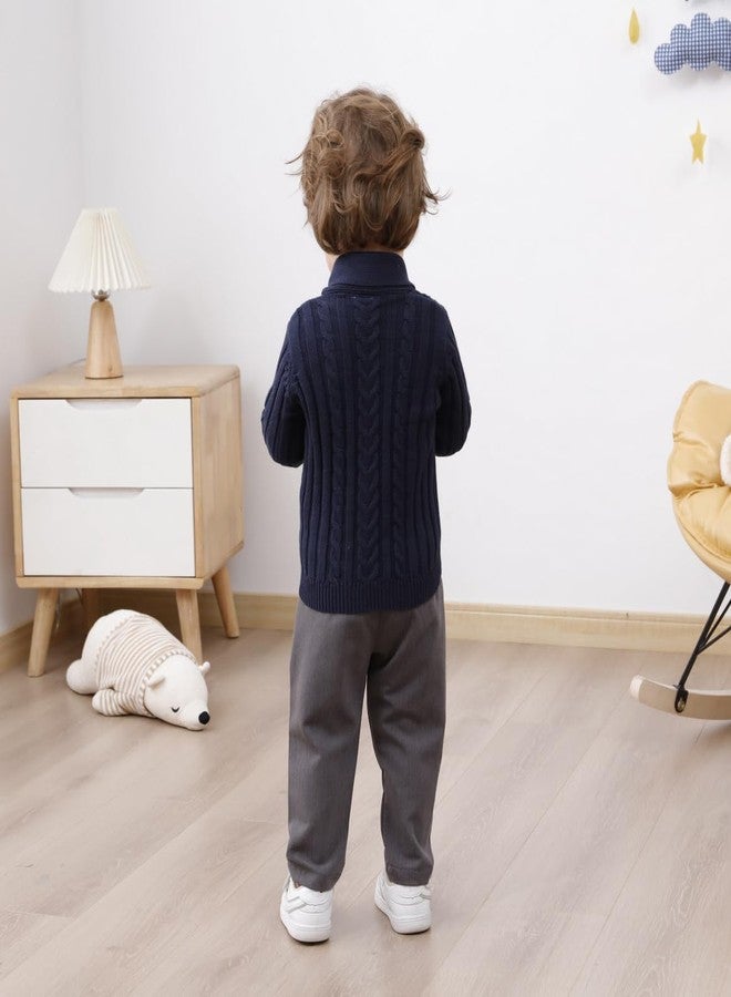 Feidoog Infant Baby Boys Cardigan Crochet Sweater V-Neck，Toddler Knit Button up Knitted Pattern Pullover Sweatshirt,Blue,6-12M - Image 4