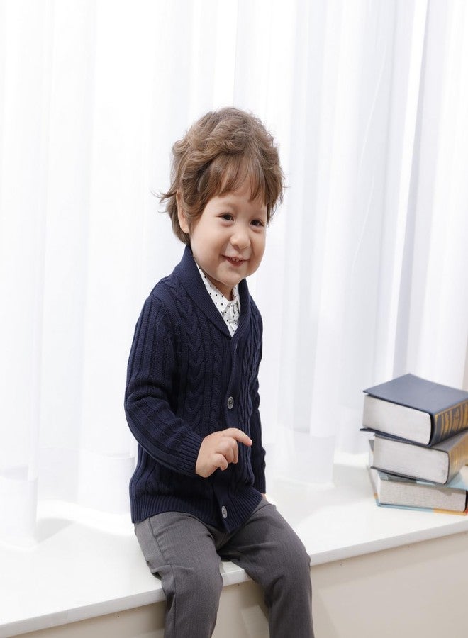 Feidoog Infant Baby Boys Cardigan Crochet Sweater V-Neck，Toddler Knit Button up Knitted Pattern Pullover Sweatshirt,Blue,6-12M - Image 3