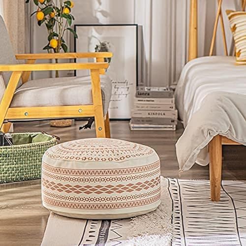 MOCOFO Unstuffed Round Pouf Covers Boho Colorful Geometric Ottoman Pouf Cover with Handle Design,Decoration Footstool for Living Room,Bedroom,Patio (Blue,18x18x8) - Image 3