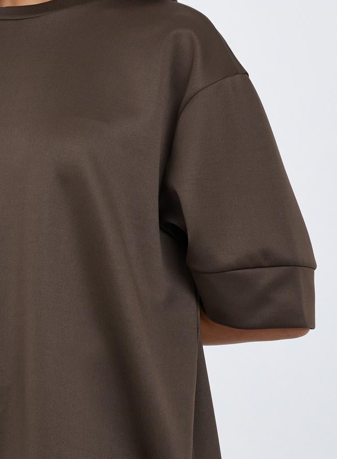 Styli Brown Oversized Round Neck T-Shirt - Image 3