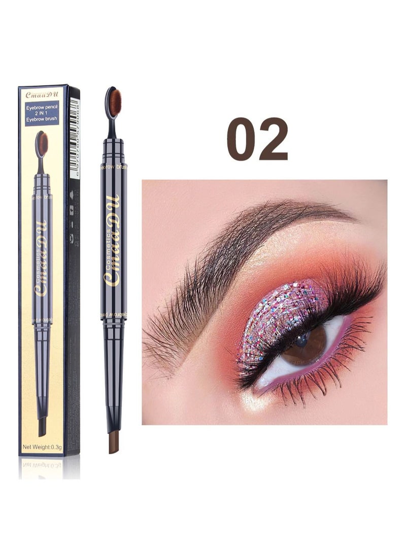 CmaaDu Eyebrow Pen Toothbrush Pencil Waterproof Double Head  - Image 2