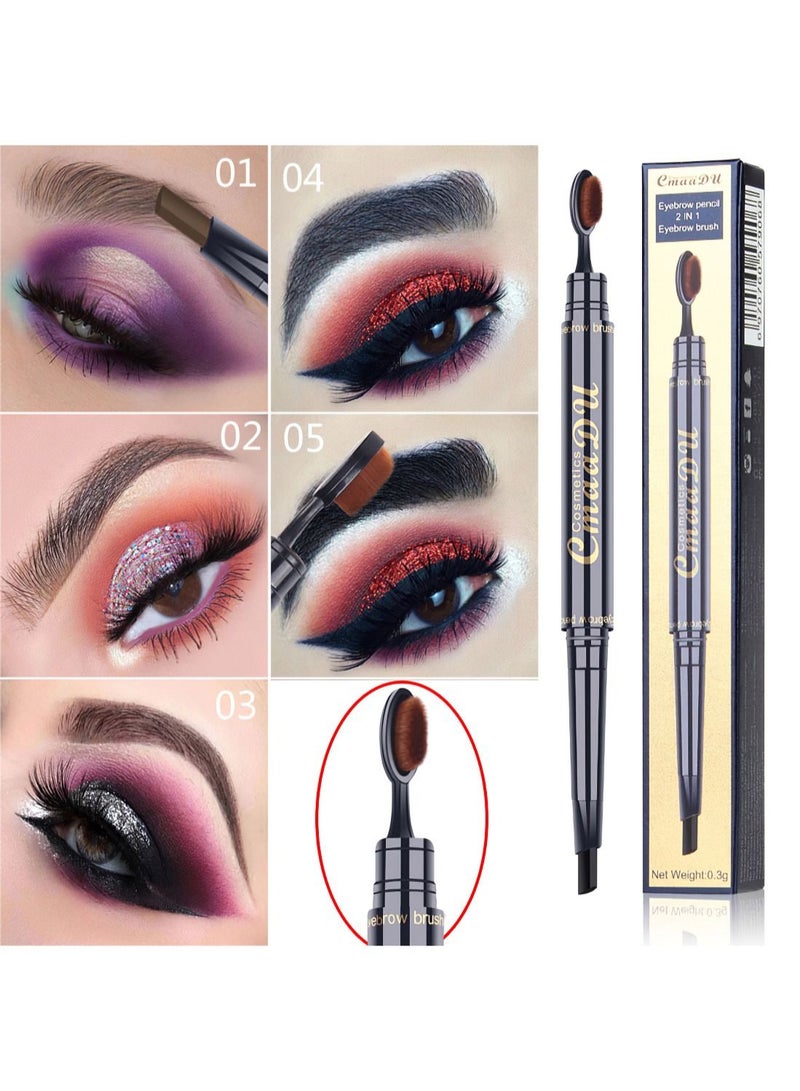CmaaDu Eyebrow Pen Toothbrush Pencil Waterproof Double Head  - Image 3