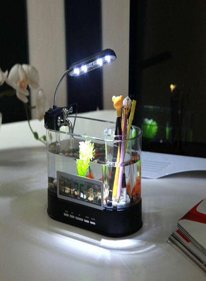 مودرن هوم حوض أسماك مكتبي عصري يعمل بمنفذ USB مع منظم إضاءة/ساعة - Image 5