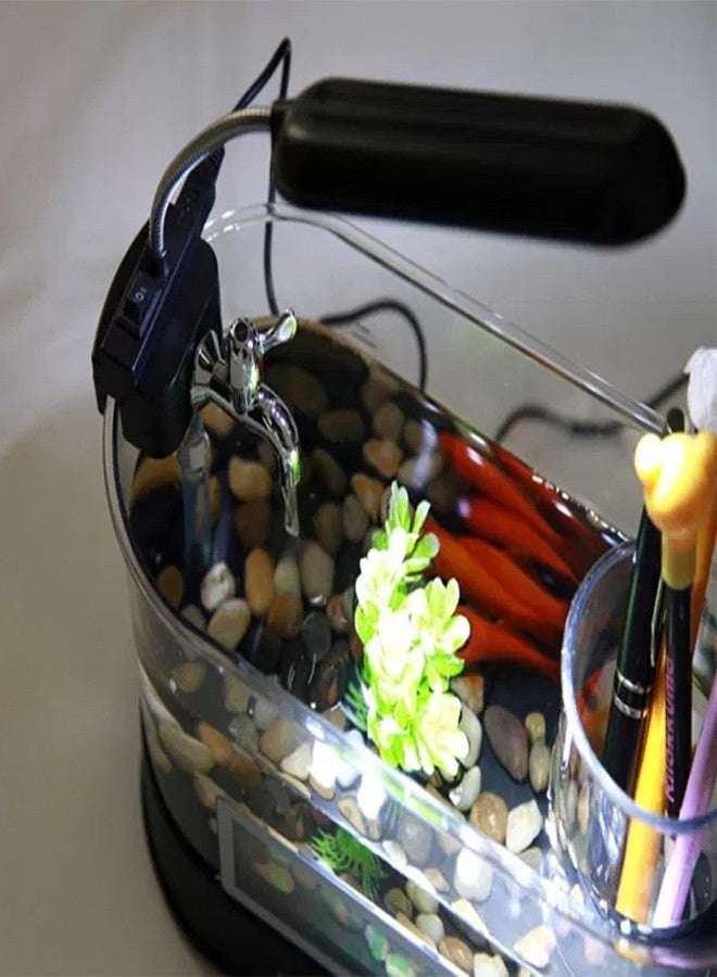 مودرن هوم حوض أسماك مكتبي عصري يعمل بمنفذ USB مع منظم إضاءة/ساعة - Image 3