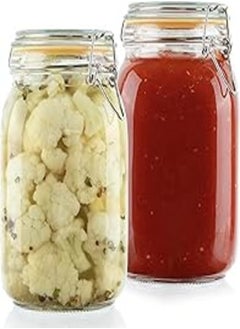 Glass Jars with Lids Food Storage Jars with Airtight Lids Leak Proof Glass Canisters Kitchen Jars [Set of 2-50 oz]